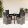 Gartentisch und Stühle 5-teilig und Kissen aus grauem Kunststoff-Rattan. von , Gartensets - Ref: Foro24-3277166, Preis: 686,4...