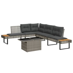 Garden sofa set 2 pieces with PE rattan cushions and gray glass by , Garden sets - Ref: Foro24-3277496, Price: 387,24 €, Disc...