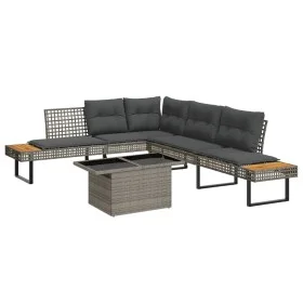 Garden sofa set 2 pieces with PE rattan cushions and gray glass by , Garden sets - Ref: Foro24-3277496, Price: 444,77 €, Disc...