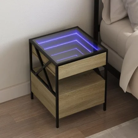 Bedside table with Infinity LED Sonoma oak 40x40x51 cm by , Nightstands - Ref: Foro24-3284102, Price: 76,71 €, Discount: %