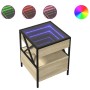 Bedside table with Infinity LED Sonoma oak 40x40x51 cm by , Nightstands - Ref: Foro24-3284102, Price: 78,14 €, Discount: %
