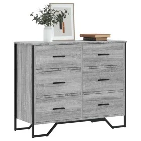 Engineered wood chest of drawers in Sonoma grey, 91x35.5x74.5 cm. by , Drawers - Ref: Foro24-3295305, Price: 179,47 €, Discou...