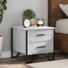 Bedside table made of gray Sonoma engineered wood, measuring 40x41x40 cm. by , Nightstands - Ref: Foro24-848510, Price: 51,05...
