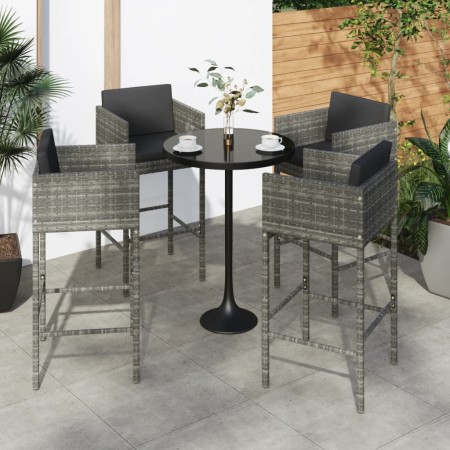Kitchen bar stools set of 4 with gray PE rattan cushions by , Kitchen stools - Ref: Foro24-316677, Price: 416,01 €, Discount: %