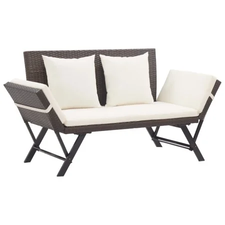 Garden bench with brown synthetic rattan cushions 176 cm by , garden benches - Ref: Foro24-317182, Price: 188,01 €, Discount: %