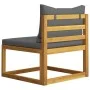 2-piece sofa set with cushions, solid dark gray acacia wood. by , Modular outdoor sofas - Ref: Foro24-318555, Price: 219,14 €...