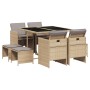 Garden dining set 9 pieces with beige synthetic rattan cushions by , Garden sets - Ref: Foro24-3277727, Price: 414,01 €, Disc...