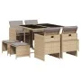 Set comedor de jardín 9 pzas con cojines ratán sintético beige de , Conjuntos de jardín - Ref: Foro24-3277727, Precio: 454,86...