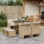 Garden dining set 9 pieces with beige synthetic rattan cushions by , Garden sets - Ref: Foro24-3210598, Price: 446,03 €, Disc...
