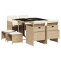 Garden dining set 9 pieces with beige synthetic rattan cushions by , Garden sets - Ref: Foro24-3210598, Price: 374,87 €, Disc...