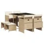 Set comedor de jardín 9 pzas con cojines ratán sintético beige de , Conjuntos de jardín - Ref: Foro24-3210598, Precio: 455,06...