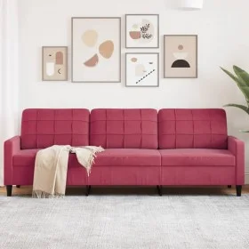 3-seater velvet sofa in burgundy red, 210 cm by , Sofas - Ref: Foro24-4007648, Price: 306,61 €, Discount: %