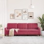 Dreisitziges Samtsofa in Bordeauxrot, 210 cm. von , Sofas - Ref: Foro24-4007648, Preis: 315,12 €, Rabatt: %