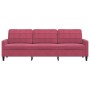 Dreisitziges Samtsofa in Bordeauxrot, 210 cm. von , Sofas - Ref: Foro24-4007648, Preis: 315,12 €, Rabatt: %