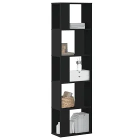 5-level black engineered wood bookshelf 45x23.5x162.5 cm by , Bookcases and shelves - Ref: Foro24-852781, Price: 54,63 €, Dis...
