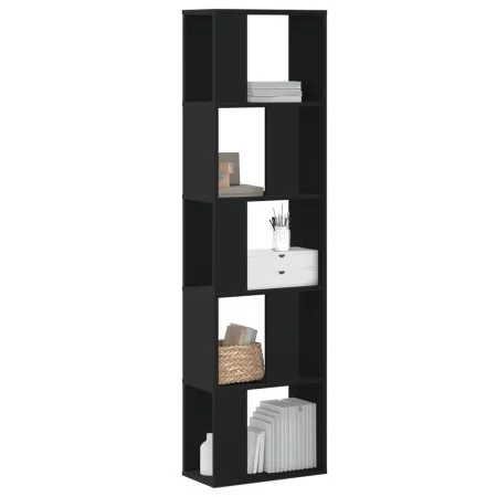 5-level black engineered wood bookshelf 45x23.5x162.5 cm by , Bookcases and shelves - Ref: Foro24-852781, Price: 54,63 €, Dis...