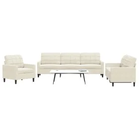 3-piece cream velvet sofa set with cushions by , Sofas - Ref: Foro24-3278439, Price: 707,60 €, Discount: %