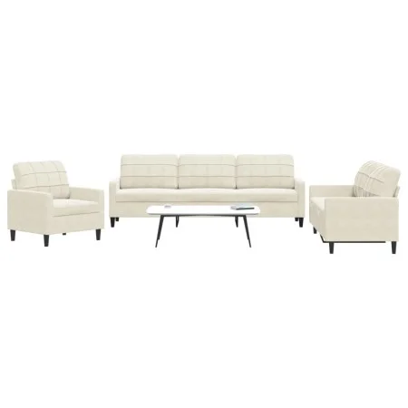 Sofagarnitur mit 3-teiligen cremefarbenen Samtkissen. von , Sofas - Ref: Foro24-3278439, Preis: 707,60 €, Rabatt: %
