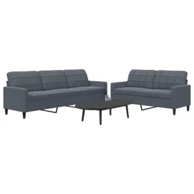 Set of sofas with 2 dark gray velvet cushions by , Sofas - Ref: Foro24-3278472, Price: 470,52 €, Discount: %