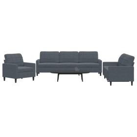 Dreiteiliges Sofaset mit dunkelgrauen Samtkissen. von , Sofas - Ref: Foro24-3278432, Preis: 573,43 €, Rabatt: %