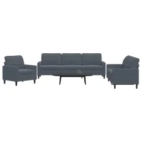 Dreiteiliges Sofaset mit dunkelgrauen Samtkissen. von , Sofas - Ref: Foro24-3278432, Preis: 603,06 €, Rabatt: %