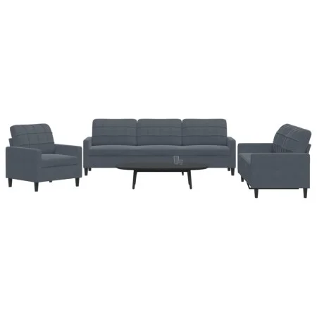 Dreiteiliges Sofaset mit dunkelgrauen Samtkissen. von , Sofas - Ref: Foro24-3278432, Preis: 603,06 €, Rabatt: %