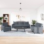 3-piece dark gray velvet sofa set with cushions by , Sofas - Ref: Foro24-3278432, Price: 573,43 €, Discount: %