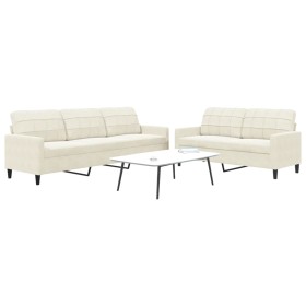 Set of 2-piece cream velvet sofas with cushions by , Sofas - Ref: Foro24-3278479, Price: 561,74 €, Discount: %