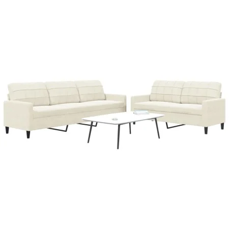 Set of 2-piece cream velvet sofas with cushions by , Sofas - Ref: Foro24-3278479, Price: 551,52 €, Discount: %