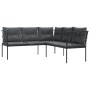 L-shaped garden sofa with black steel and textilene cushions by , Outdoor sofas - Ref: Foro24-4008110, Price: 344,64 €, Disco...