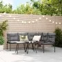 L-shaped garden sofa with black steel and textilene cushions by , Outdoor sofas - Ref: Foro24-4008110, Price: 337,48 €, Disco...