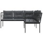 Gartensofa mit L-förmigen Kissen, aus schwarzem Stahl und Textilene. von , Outdoor-Sofas - Ref: Foro24-4008110, Preis: 344,64...