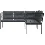L-shaped garden sofa with black steel and textilene cushions by , Outdoor sofas - Ref: Foro24-4008110, Price: 337,48 €, Disco...