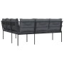 Gartensofa mit L-förmigen Kissen, aus schwarzem Stahl und Textilene. von , Outdoor-Sofas - Ref: Foro24-4008110, Preis: 344,64...