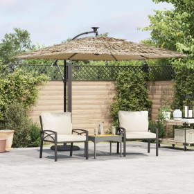 Garden umbrella with LED lights, brown steel pole, 269x269x235 cm. by , Umbrellas - Ref: Foro24-4005087, Price: 152,18 €, Dis...