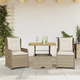 Garden set 3 pieces synthetic rattan chairs and table with beige cushion by , Garden sets - Ref: Foro24-3262774, Price: 357,2...