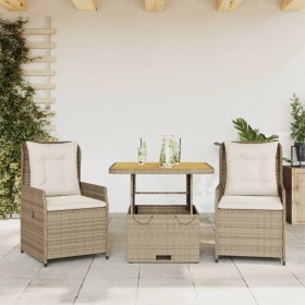 Gartenmöbel-Set 3-teilig aus synthetischem Rattan mit beigen Kissen von , Gartensets - Ref: Foro24-3262774, Preis: 368,20 €, ...