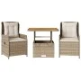 Gartenmöbel-Set 3-teilig aus synthetischem Rattan mit beigen Kissen von , Gartensets - Ref: Foro24-3262774, Preis: 357,24 €, ...