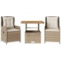 Gartenmöbel-Set 3-teilig aus synthetischem Rattan mit beigen Kissen von , Gartensets - Ref: Foro24-3262774, Preis: 368,20 €, ...