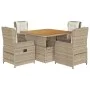 Set comedor de jardín 5 pzas con cojines ratán sintético beige de , Conjuntos de jardín - Ref: Foro24-3262776, Precio: 646,90...