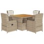 Set comedor de jardín 5 pzas con cojines ratán sintético beige de , Conjuntos de jardín - Ref: Foro24-3262776, Precio: 679,06...