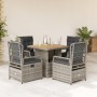 Set comedor de jardín 5 piezas con cojines ratán sintético gris de , Conjuntos de jardín - Ref: Foro24-3262914, Precio: 492,7...