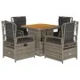 5-piece garden dining set with gray synthetic rattan cushions by , Garden sets - Ref: Foro24-3262914, Price: 490,04 €, Discou...