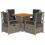 Set comedor de jardín 5 piezas con cojines ratán sintético gris de , Conjuntos de jardín - Ref: Foro24-3262914, Precio: 492,7...
