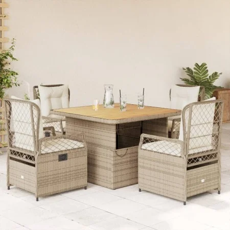 5-piece garden dining set with beige synthetic rattan cushions by , Garden sets - Ref: Foro24-3262921, Price: 613,06 €, Disco...