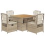 5-piece garden dining set with beige synthetic rattan cushions by , Garden sets - Ref: Foro24-3262921, Price: 571,22 €, Disco...