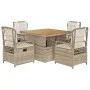 5-piece garden dining set with beige synthetic rattan cushions by , Garden sets - Ref: Foro24-3262921, Price: 613,06 €, Disco...