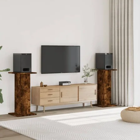 Speaker stands 2 units smoked oak wood 30x30x80 cm by , Speaker stands - Ref: Foro24-852667, Price: 66,20 €, Discount: %