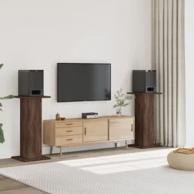 Speaker stands 2 units brown oak wood 30x30x95 cm by , Speaker stands - Ref: Foro24-852678, Price: 77,09 €, Discount: %