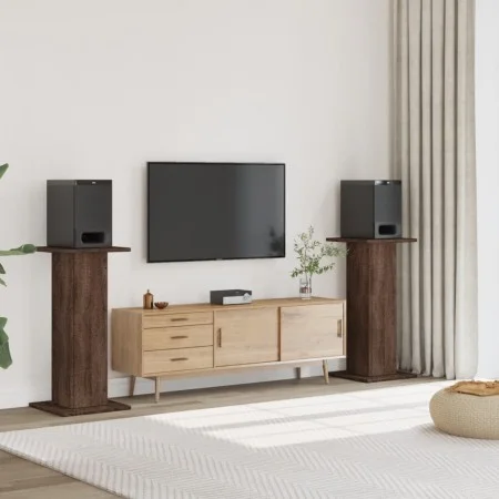 Speaker stands 2 units brown oak wood 30x30x95 cm by , Speaker stands - Ref: Foro24-852678, Price: 77,09 €, Discount: %
